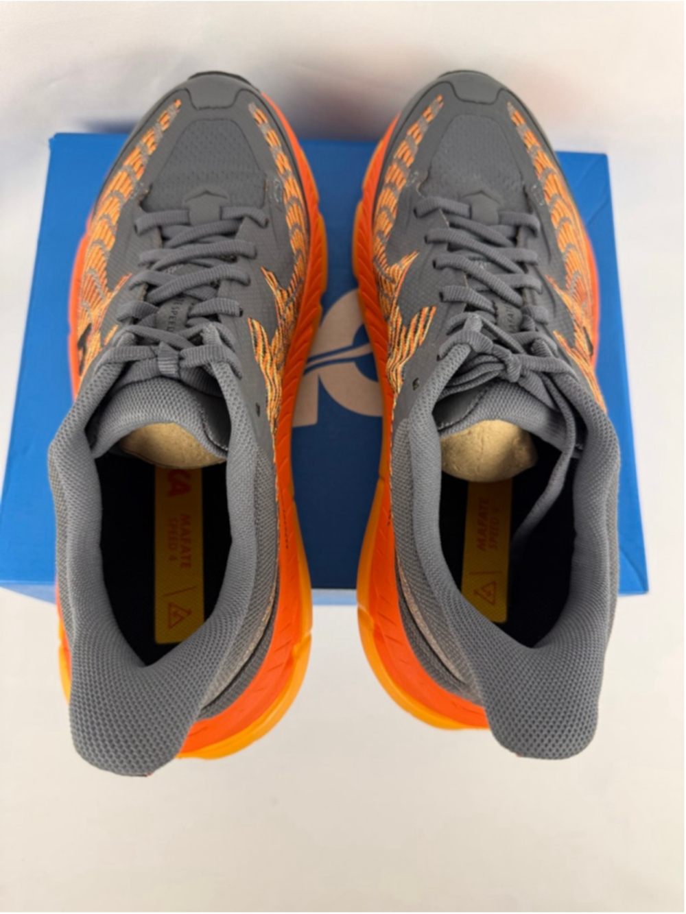 Men's Hoka Mafate Speed 4 Athletic Shoes 7 Gray Orange - Picture 12 of 13